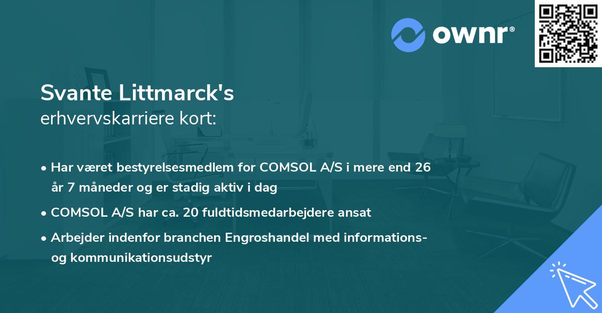 Svante Littmarck's erhvervskarriere kort