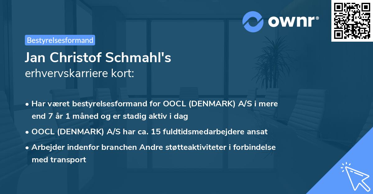 Jan Christof Schmahl's erhvervskarriere kort