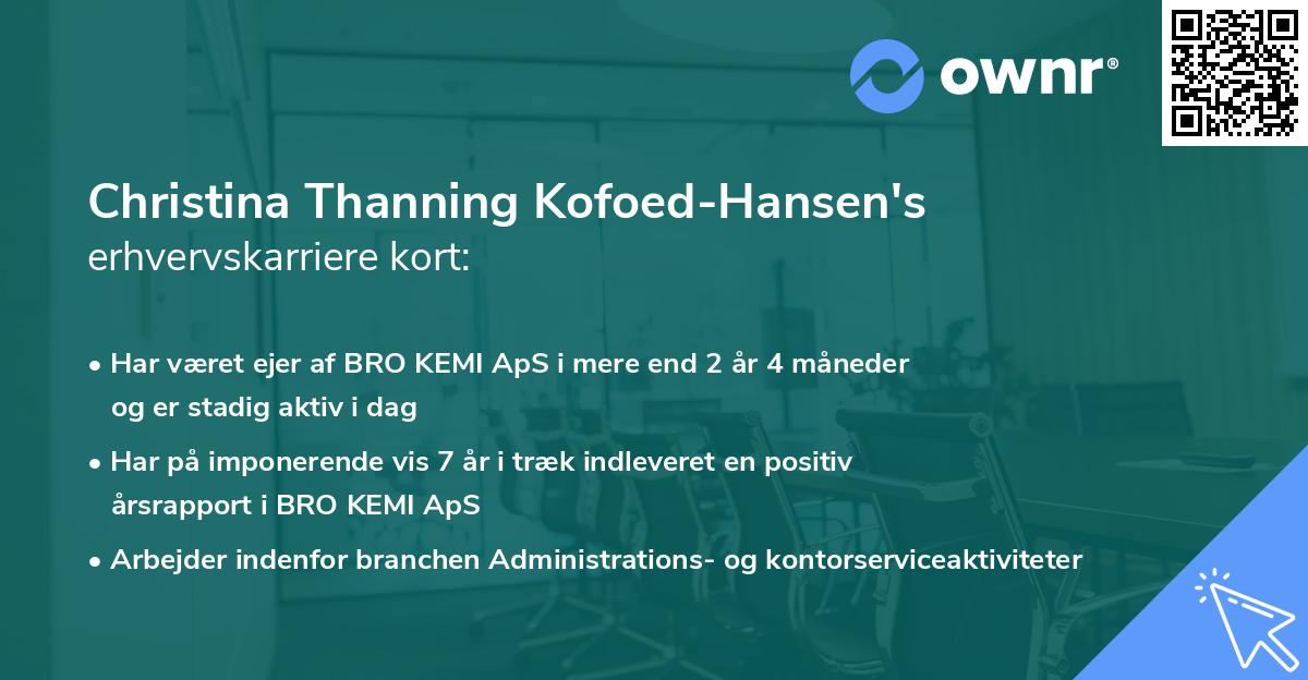 Christina Thanning Kofoed-Hansen's erhvervskarriere kort