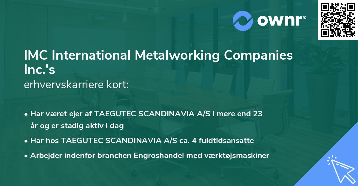 IMC International Metalworking Companies Inc.'s erhvervskarriere kort