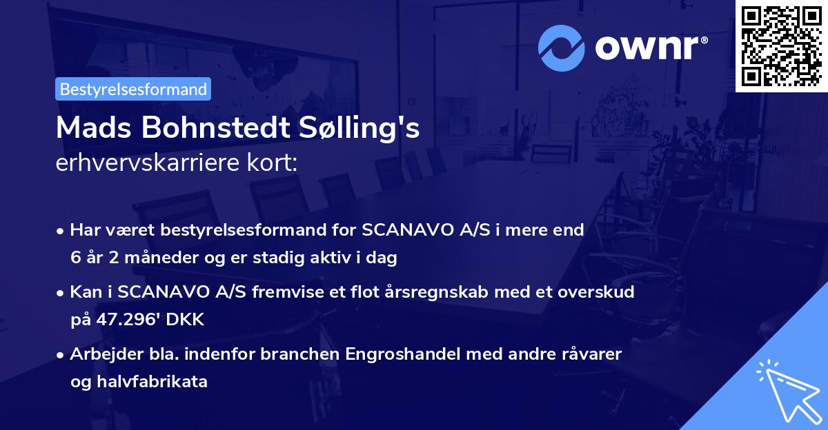 Mads Bohnstedt Sølling's erhvervskarriere kort