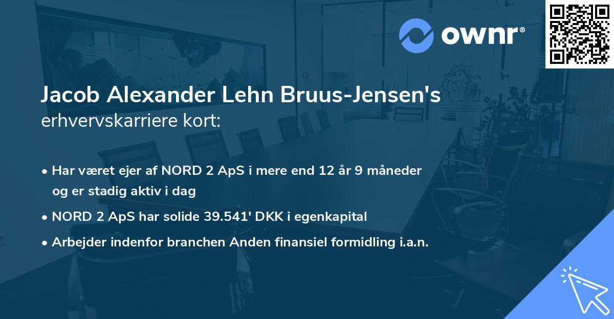 Jacob Alexander Lehn Bruus-Jensen's erhvervskarriere kort