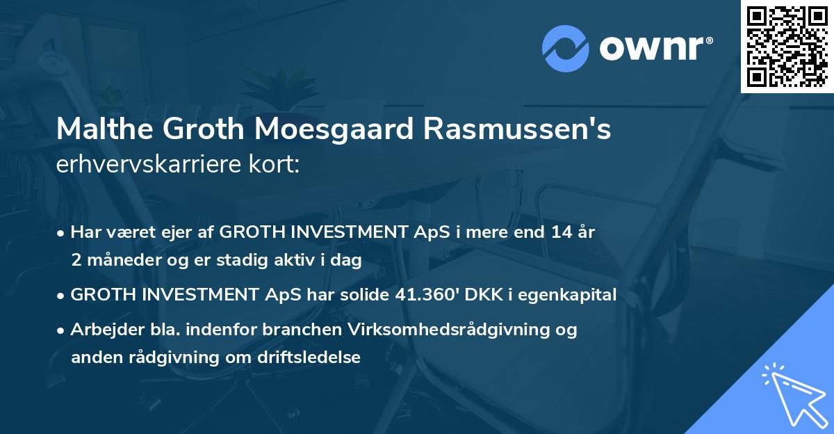 Malthe Groth Moesgaard Rasmussen's erhvervskarriere kort