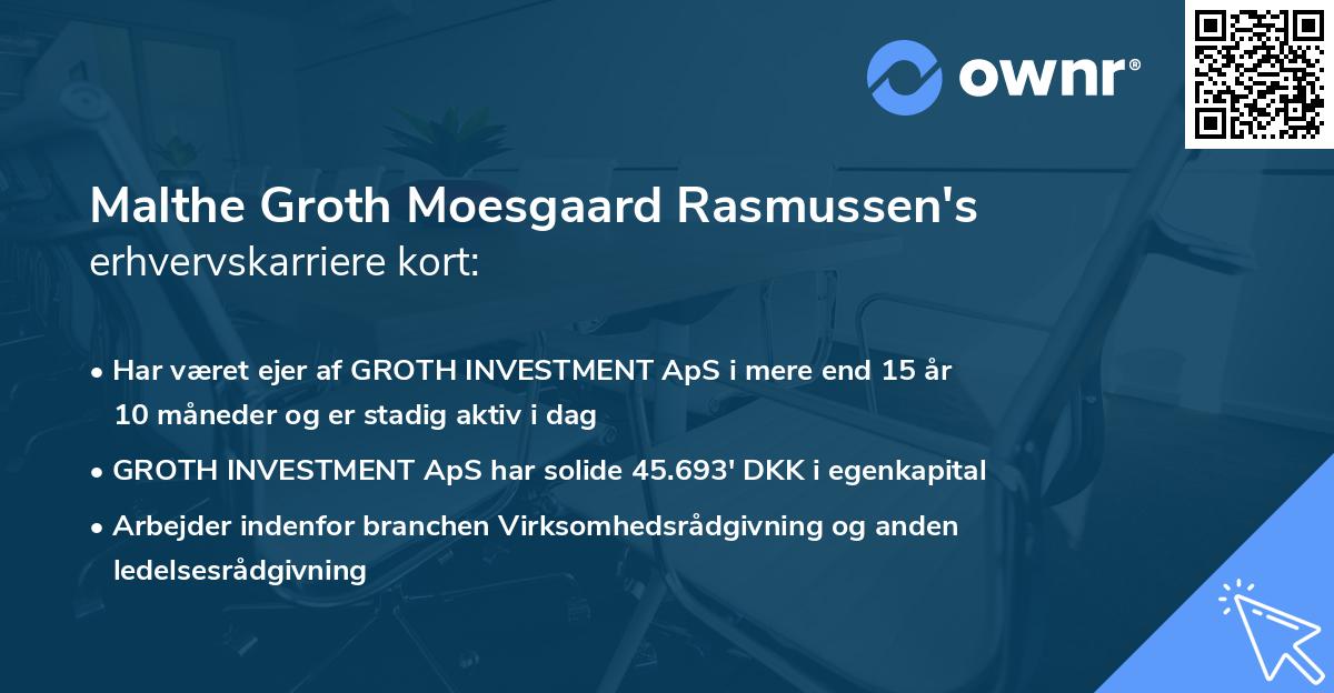 Malthe Groth Moesgaard Rasmussen's erhvervskarriere kort