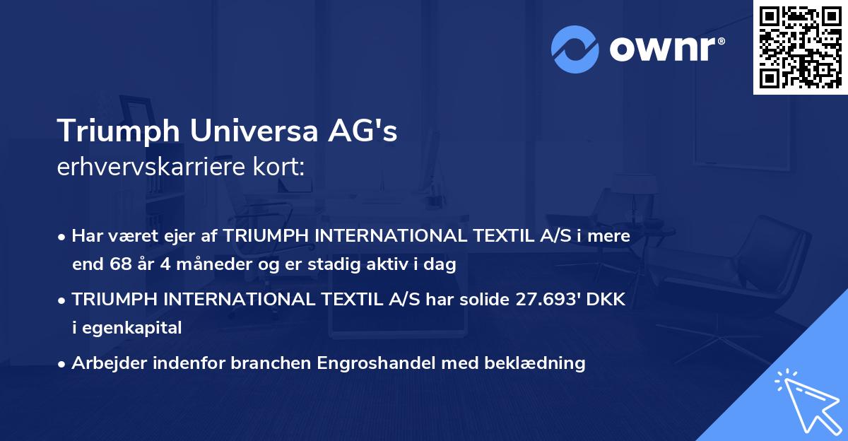 Triumph Universa AG's erhvervskarriere kort