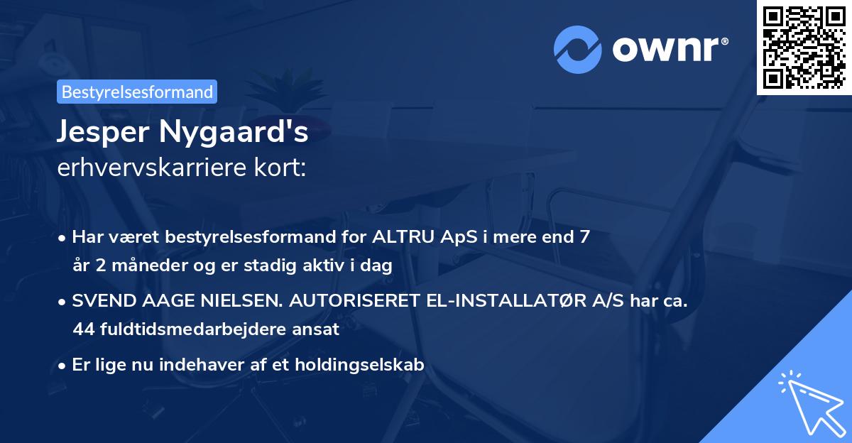 Jesper Nygaard's erhvervskarriere kort