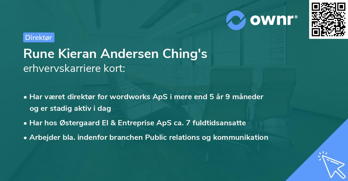 Rune Kieran Andersen Ching's erhvervskarriere kort