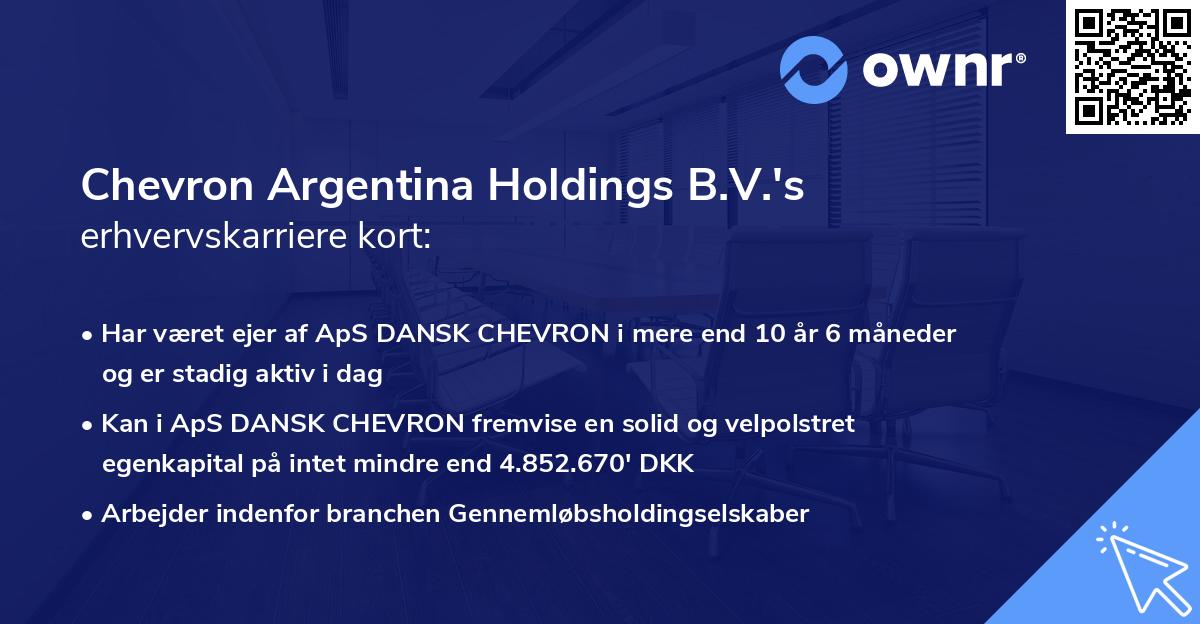 Chevron Argentina Holdings B.V.'s erhvervskarriere kort