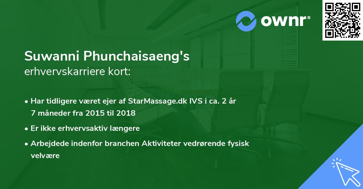 Suwanni Phunchaisaeng's erhvervskarriere kort