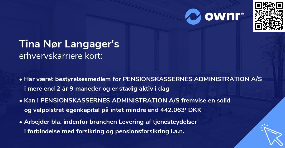 Tina Nør Langager's erhvervskarriere kort