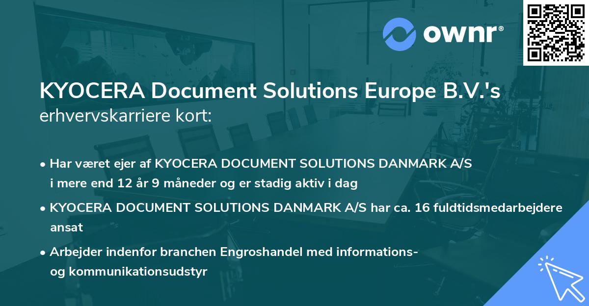 KYOCERA Document Solutions Europe B.V.'s erhvervskarriere kort