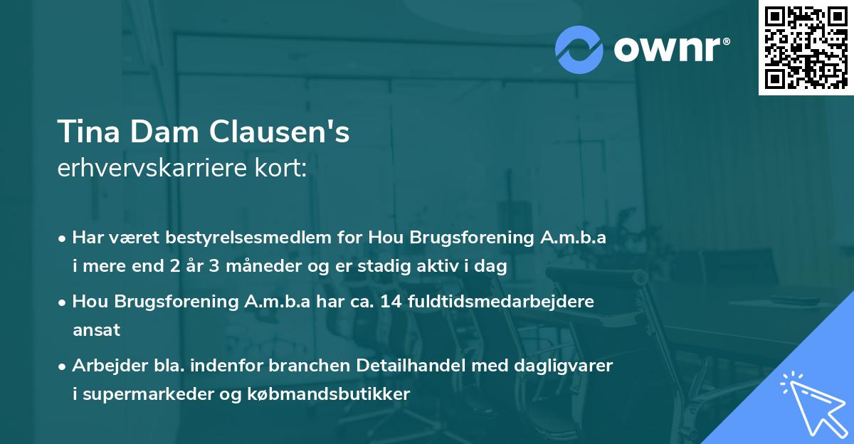 Tina Dam Clausen's erhvervskarriere kort