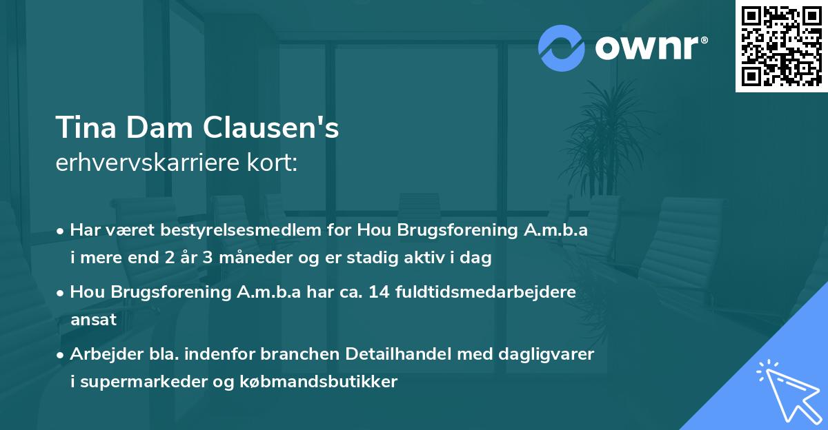 Tina Dam Clausen's erhvervskarriere kort