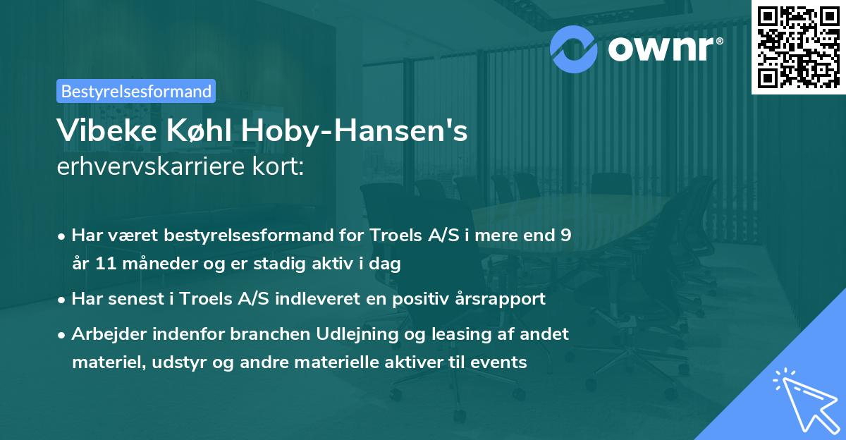 Vibeke Køhl Hoby-Hansen's erhvervskarriere kort