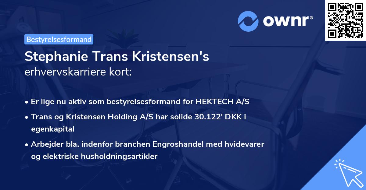 Stephanie Trans Kristensen's erhvervskarriere kort