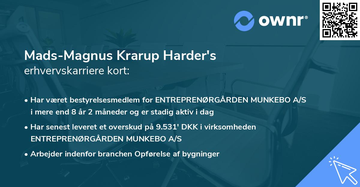 Mads-Magnus Krarup Harder's erhvervskarriere kort