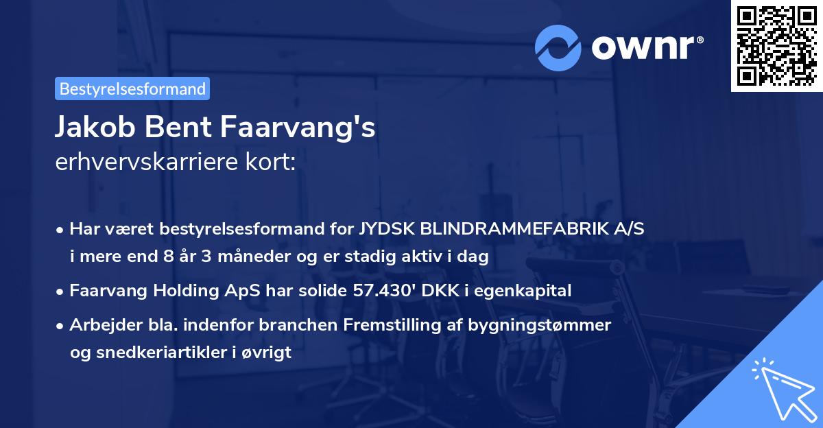 Jakob Bent Faarvang's erhvervskarriere kort