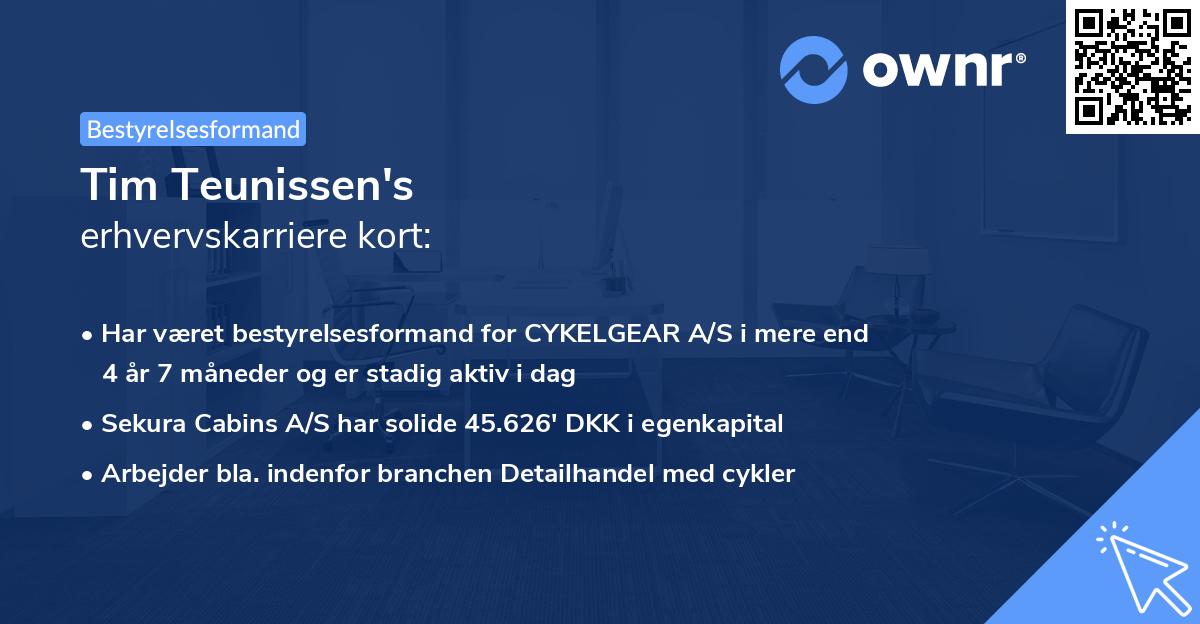Tim Teunissen's erhvervskarriere kort