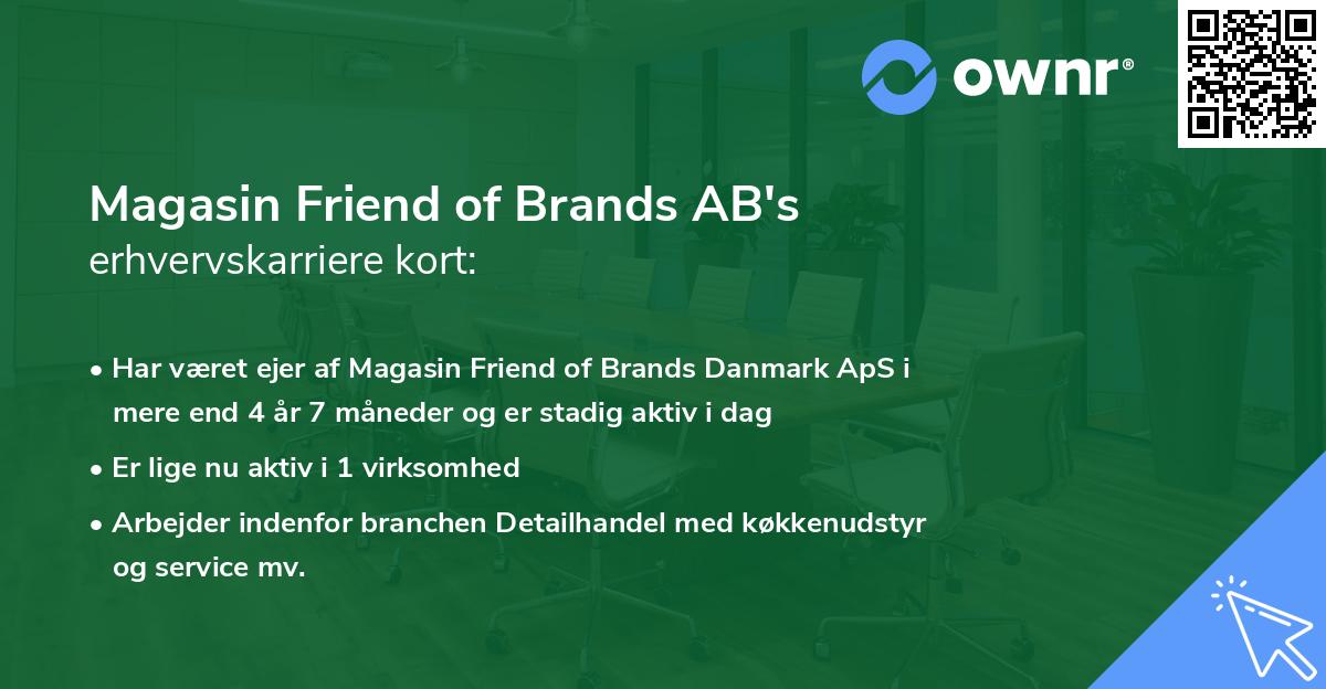 Magasin Friend of Brands AB's erhvervskarriere kort