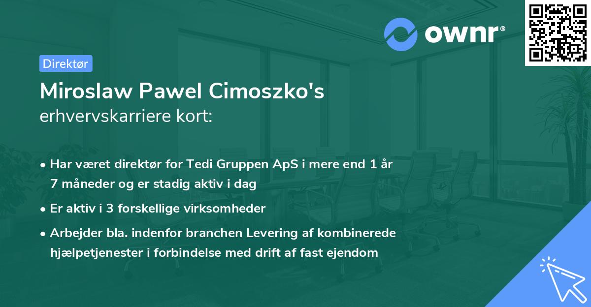 Miroslaw Pawel Cimoszko's erhvervskarriere kort