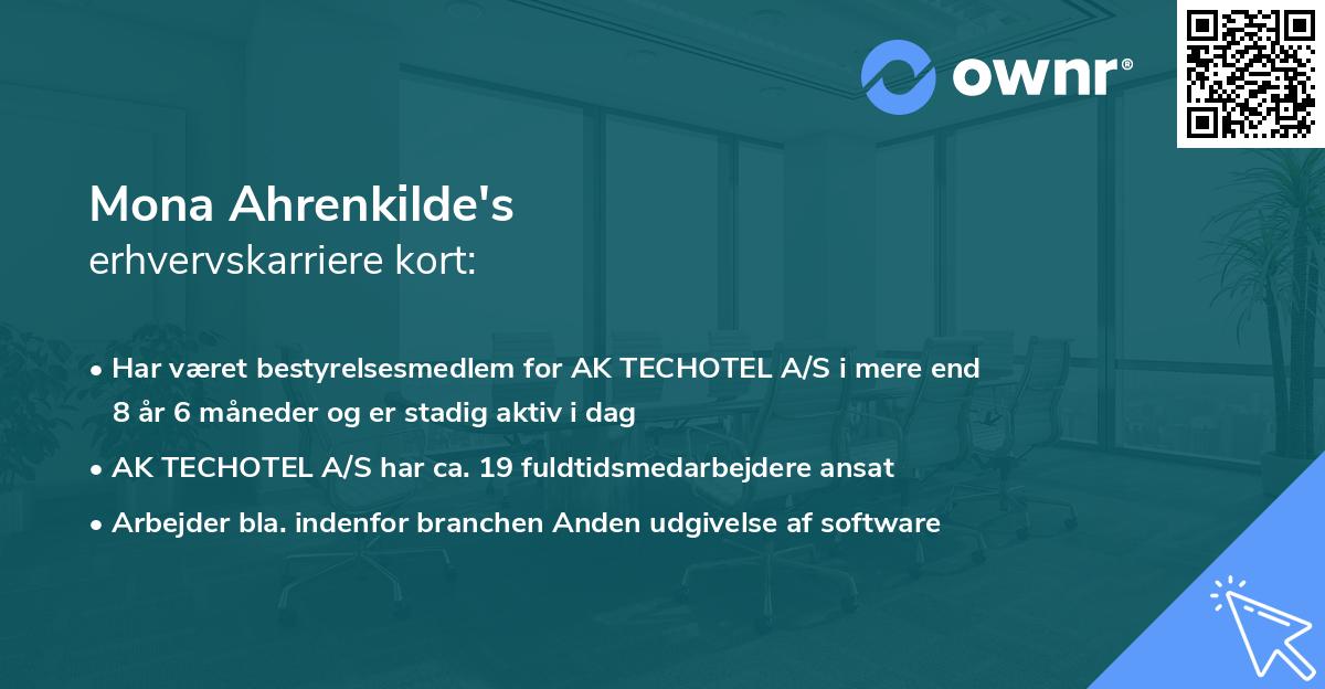 Mona Ahrenkilde's erhvervskarriere kort
