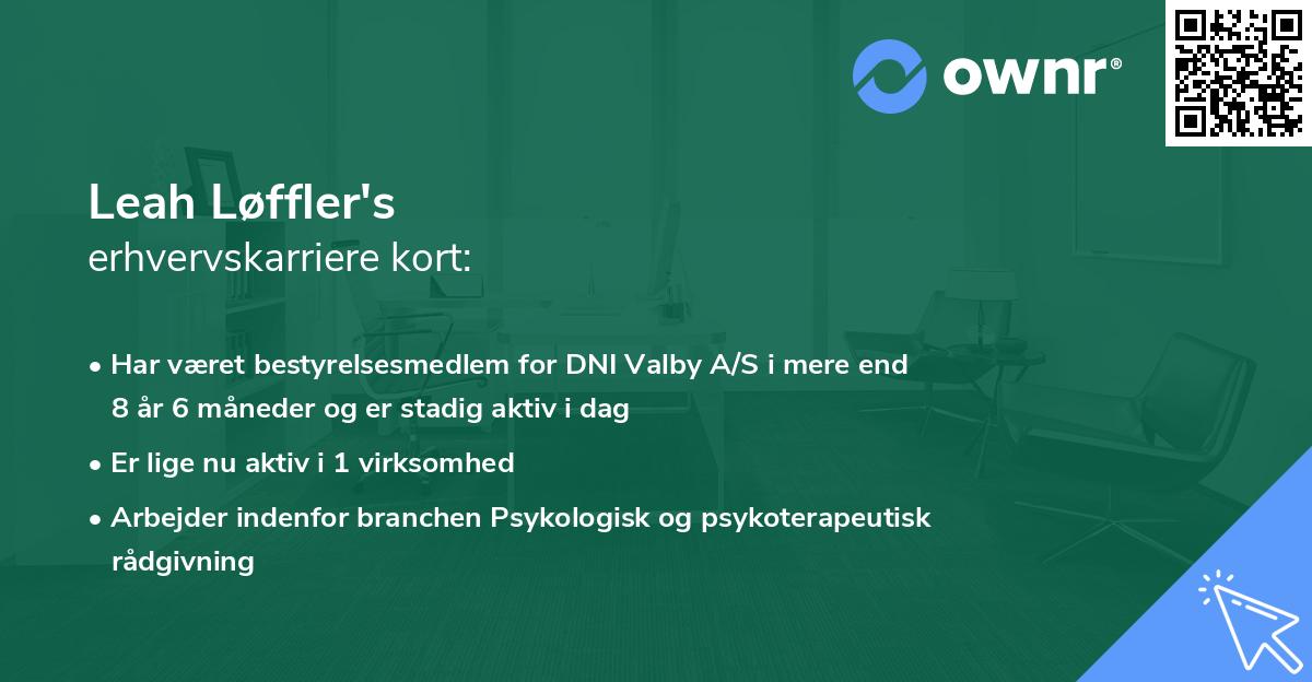 Leah Løffler's erhvervskarriere kort