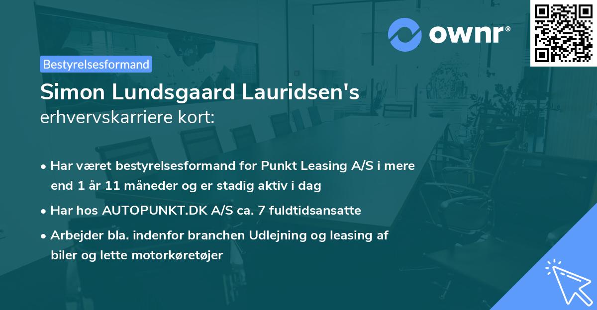 Simon Lundsgaard Lauridsen's erhvervskarriere kort