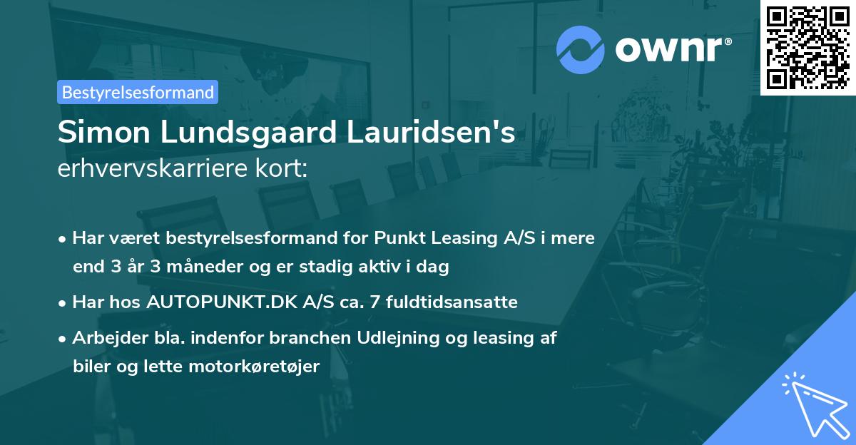 Simon Lundsgaard Lauridsen's erhvervskarriere kort