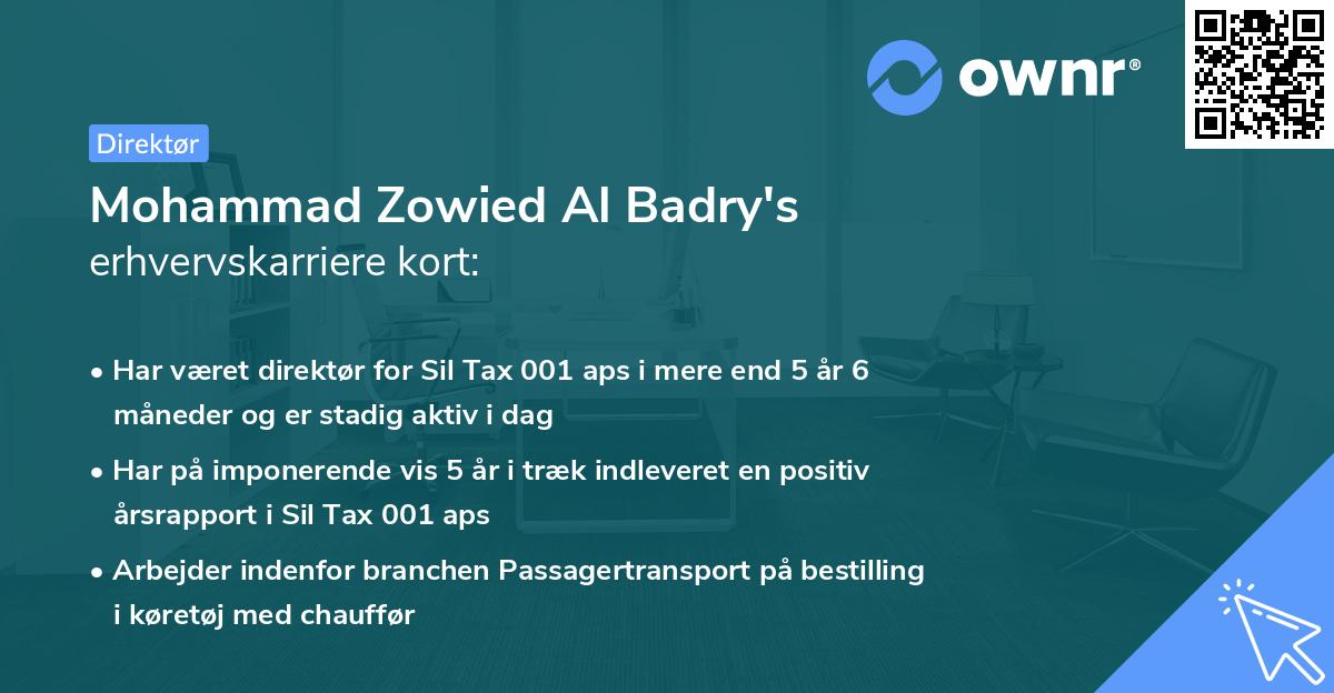 Mohammad Zowied Al Badry's erhvervskarriere kort