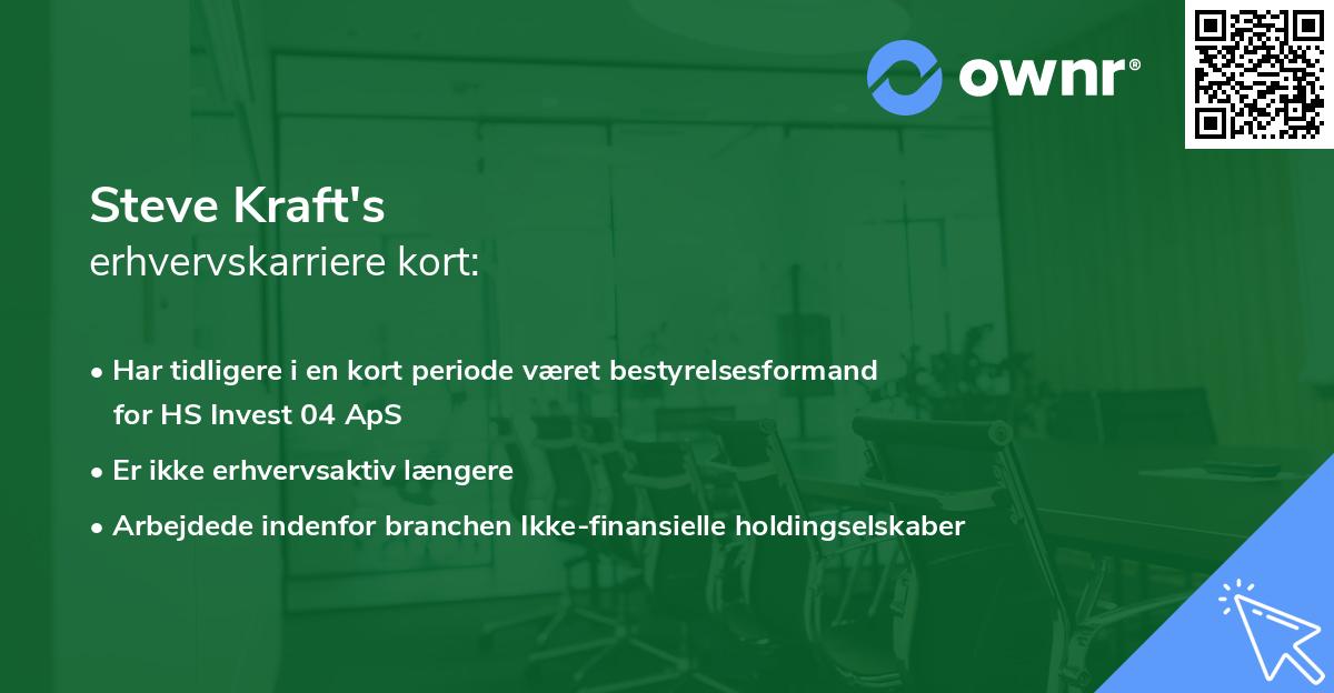 Steve Kraft's erhvervskarriere kort