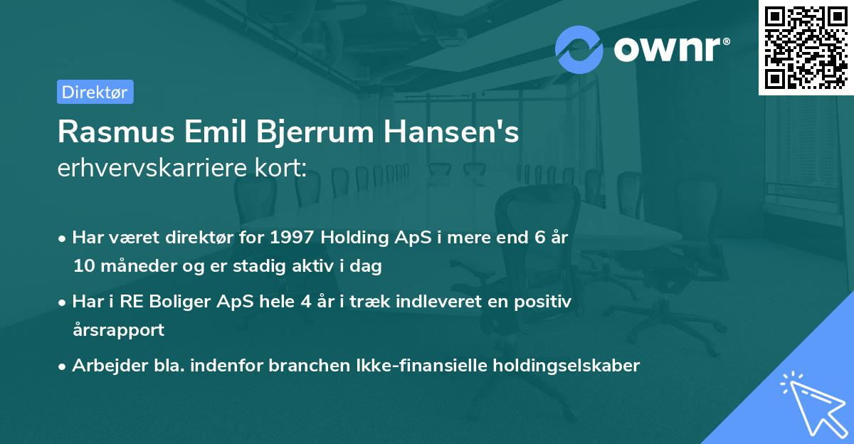 Rasmus Emil Bjerrum Hansen's erhvervskarriere kort