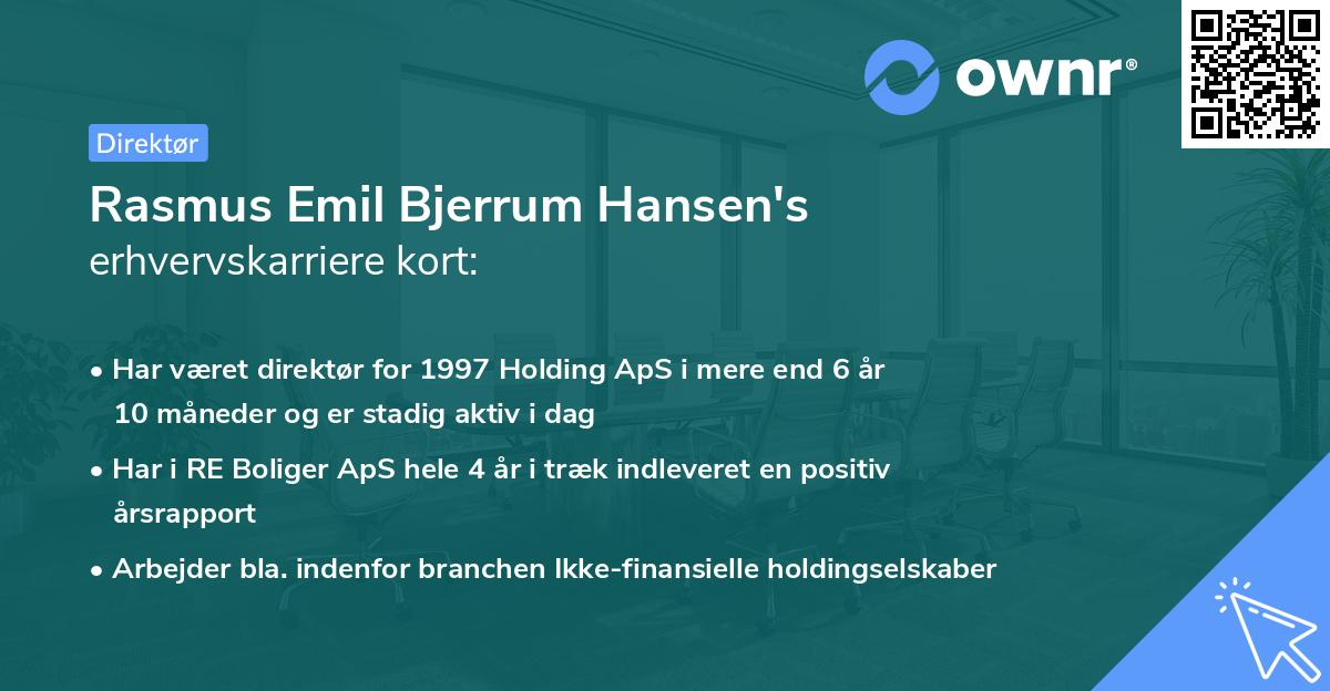 Rasmus Emil Bjerrum Hansen's erhvervskarriere kort