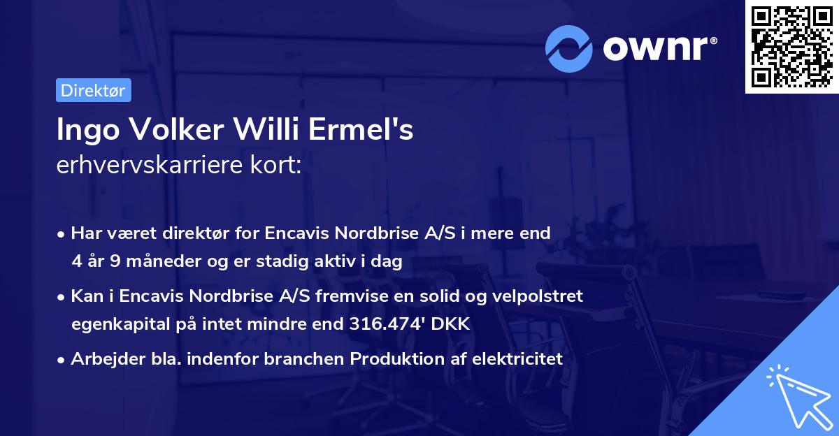 Ingo Volker Willi Ermel's erhvervskarriere kort