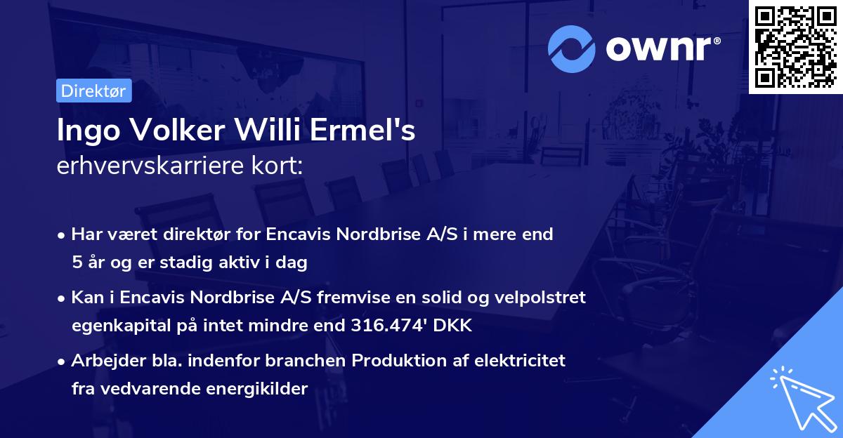 Ingo Volker Willi Ermel's erhvervskarriere kort