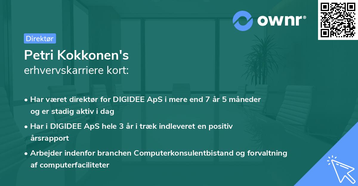 Petri Kokkonen's erhvervskarriere kort