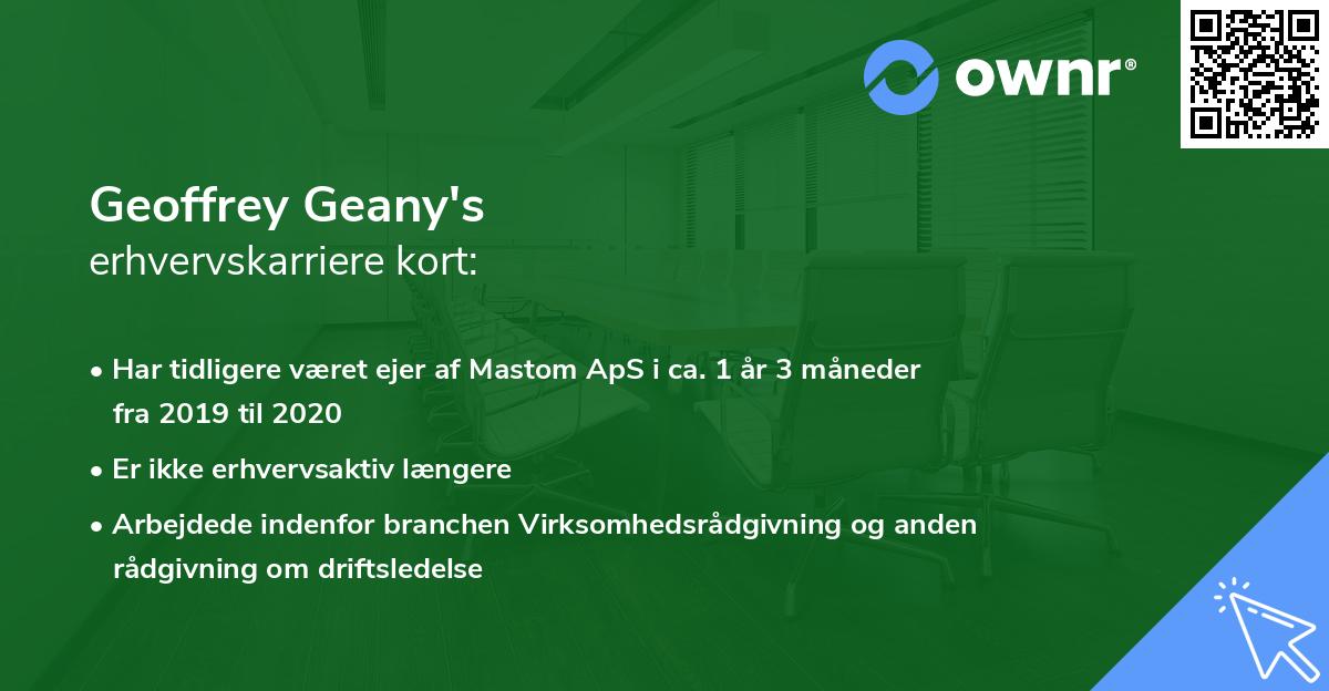 Geoffrey Geany's erhvervskarriere kort
