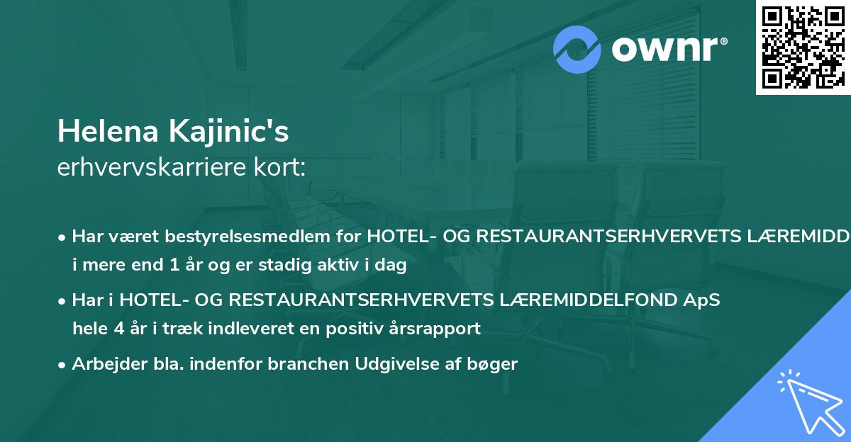 Helena Kajinic's erhvervskarriere kort