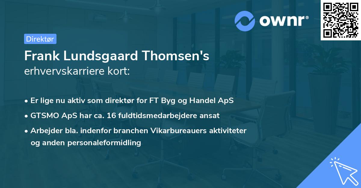 Frank Lundsgaard Thomsen's erhvervskarriere kort