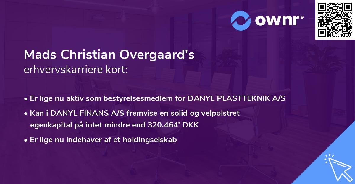 Mads Christian Overgaard's erhvervskarriere kort