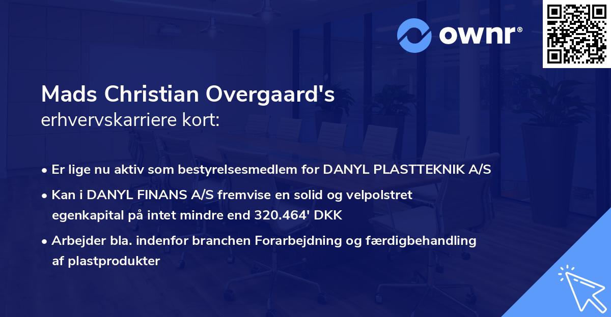 Mads Christian Overgaard's erhvervskarriere kort