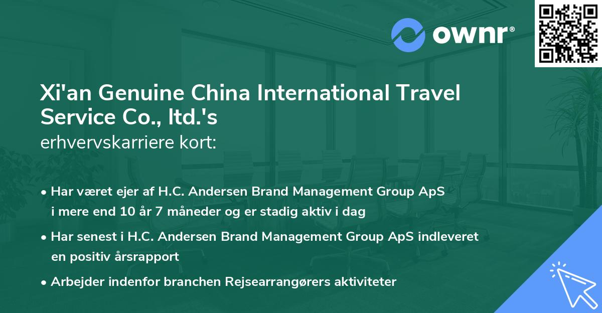 Xi'an Genuine China International Travel Service Co., ltd.'s erhvervskarriere kort