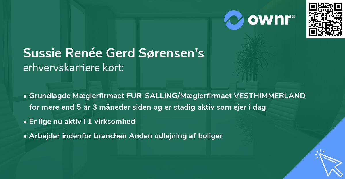 Sussie Renée Gerd Sørensen's erhvervskarriere kort