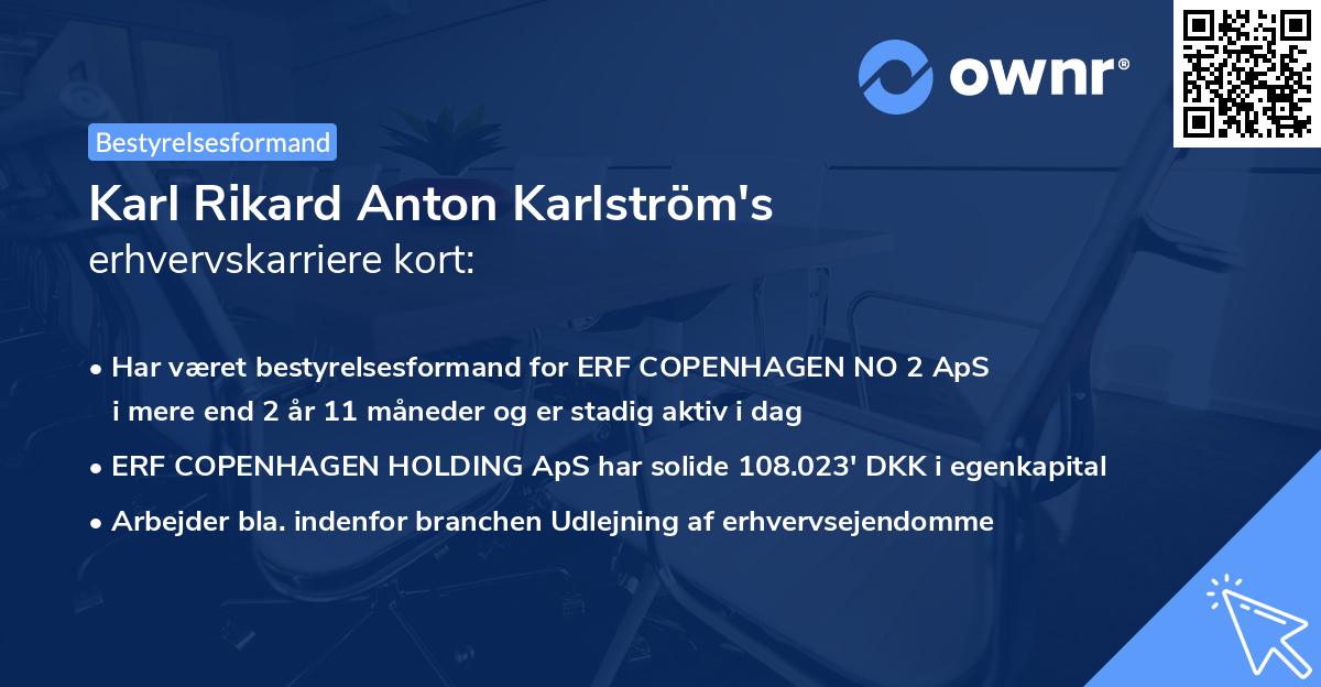 Karl Rikard Anton Karlström's erhvervskarriere kort