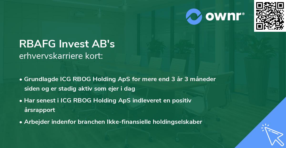 RBAFG Invest AB's erhvervskarriere kort