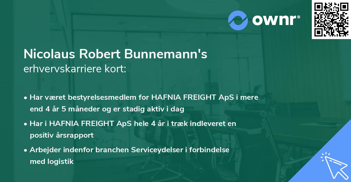 Nicolaus Robert Bunnemann's erhvervskarriere kort