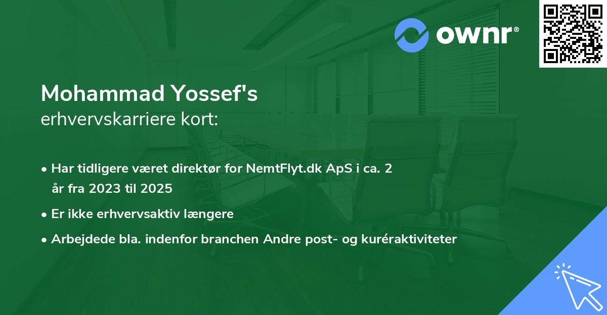 Mohammad Yossef's erhvervskarriere kort
