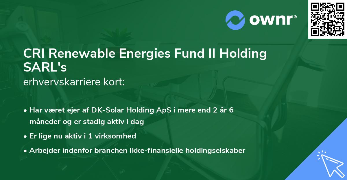 CRI Renewable Energies Fund II Holding SARL's erhvervskarriere kort