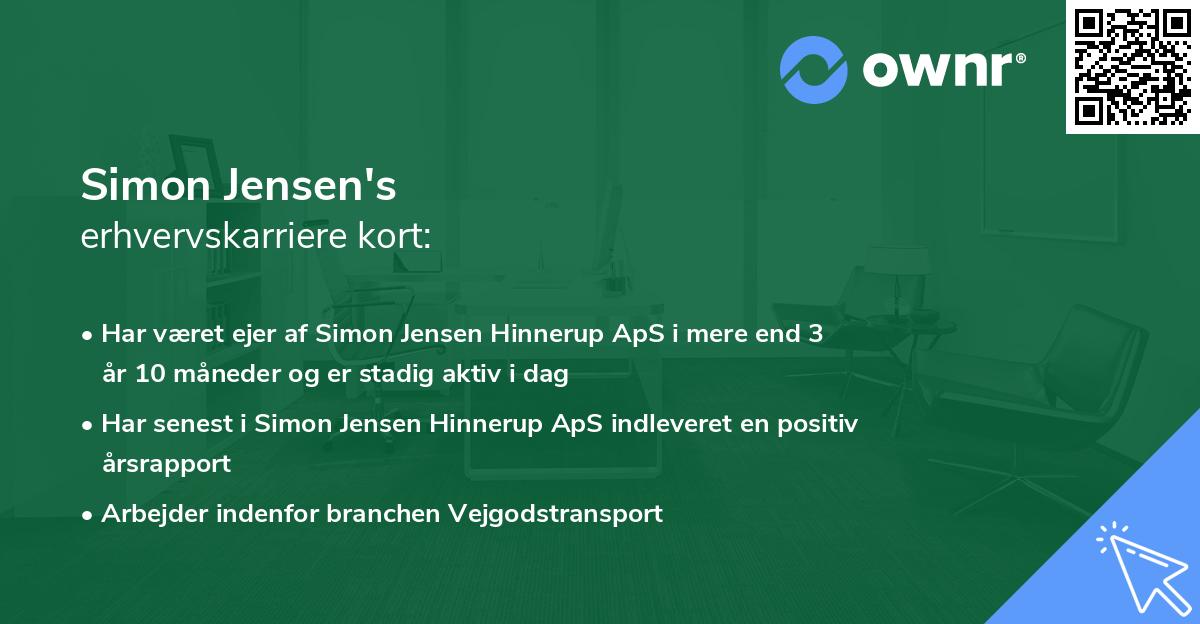 Simon Jensen's erhvervskarriere kort