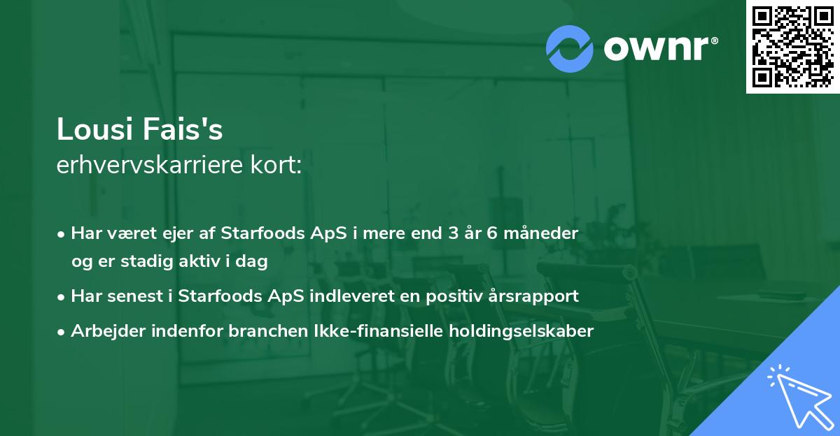 Lousi Fais's erhvervskarriere kort