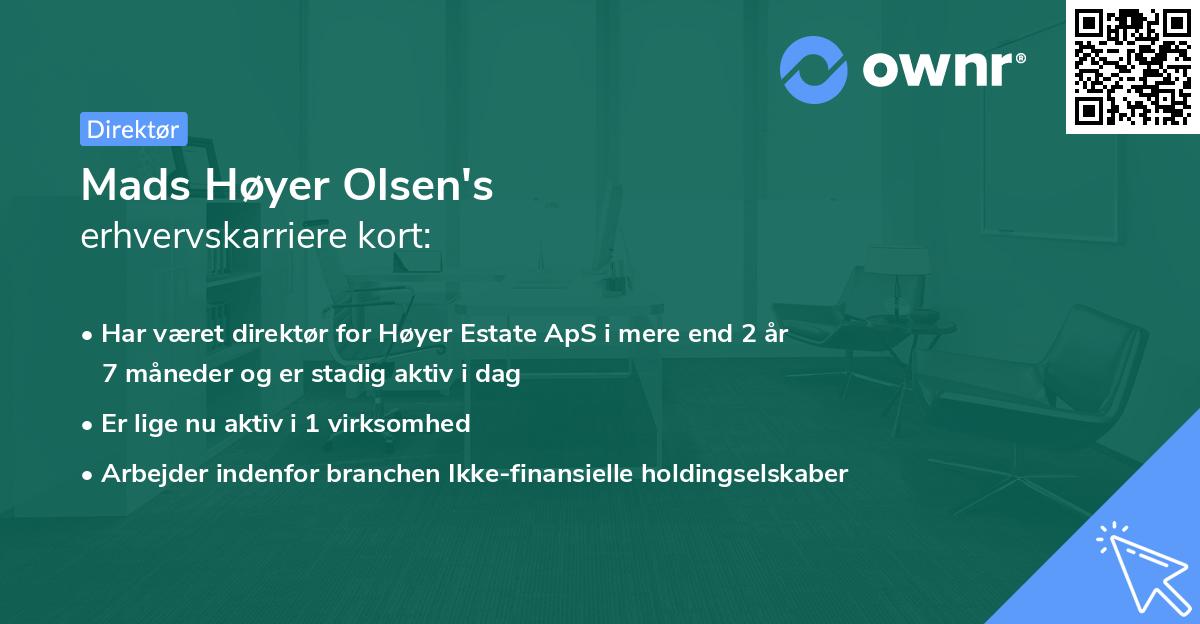 Mads Høyer Olsen's erhvervskarriere kort